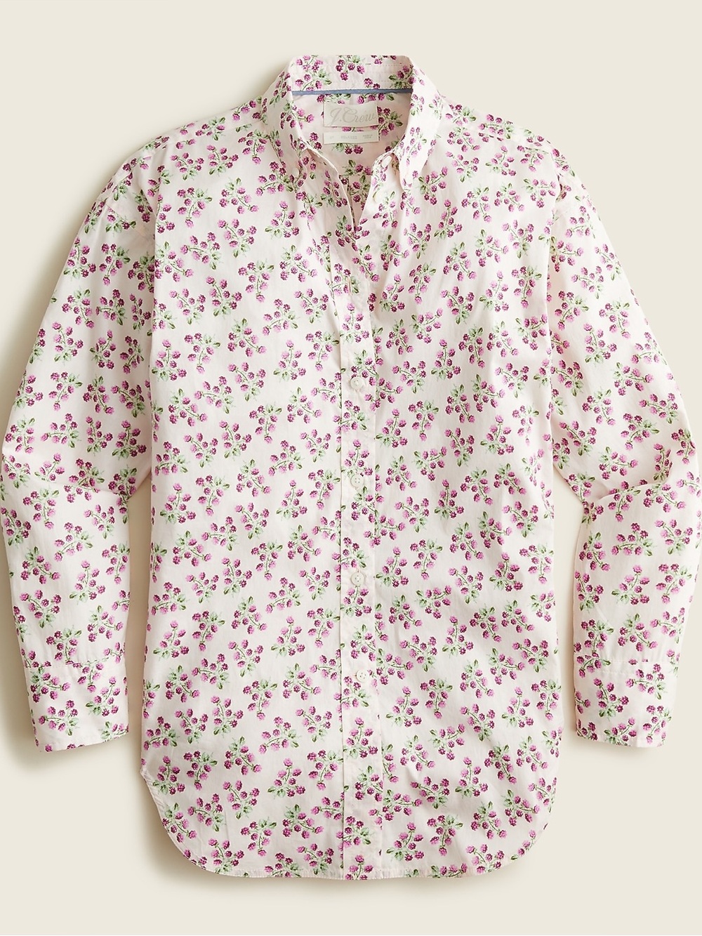 J. Crew White Button-Down Shirt with Pink Floral Print